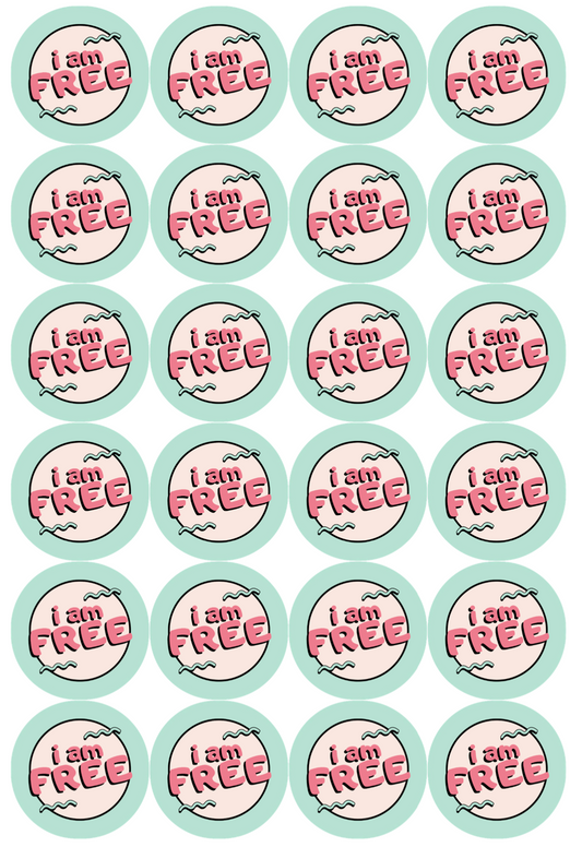 240 x I Am Free Matte Product Stickers - Freebie Stickers