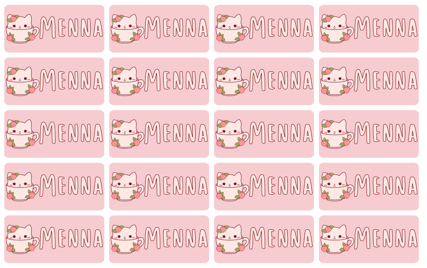 Kids Kawaii Name Stickers - Kitten