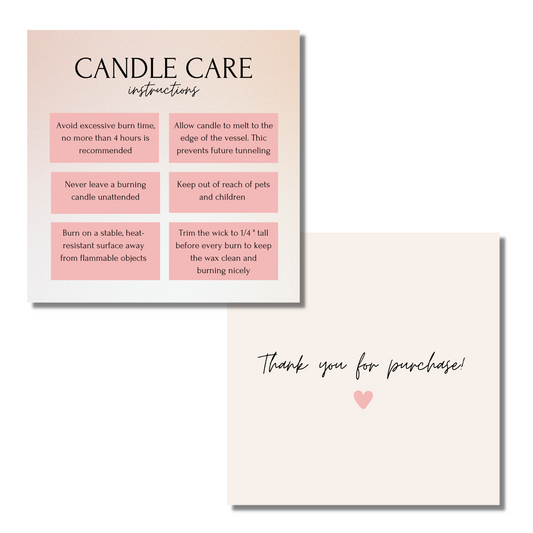 Double Sided Candle Care Cards