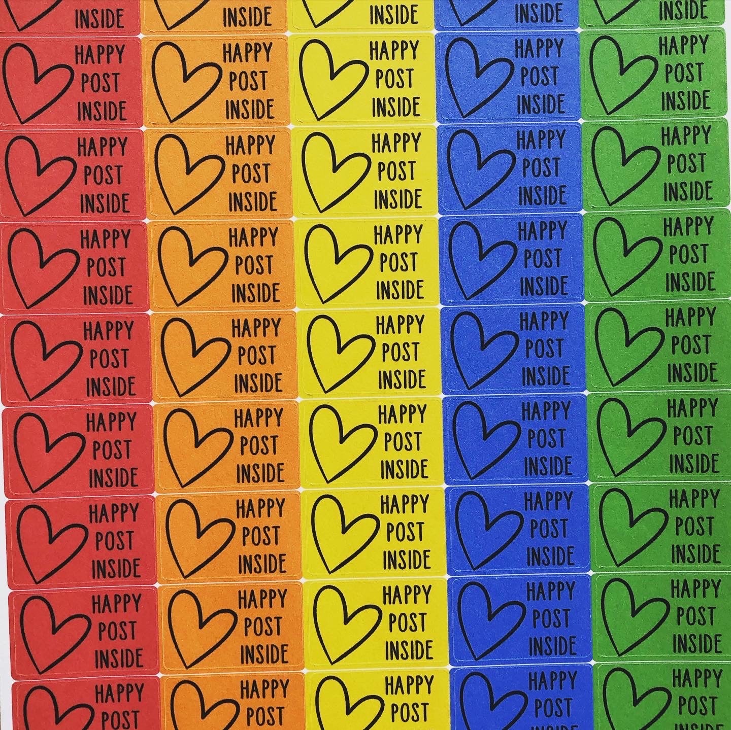 Rainbow happy post stickers - 55 per sheet