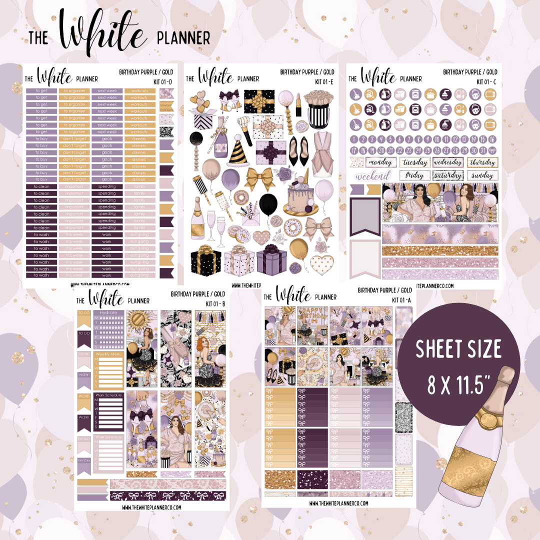 The White Planner Co - Birthday KIT - Planner Sticker Kit