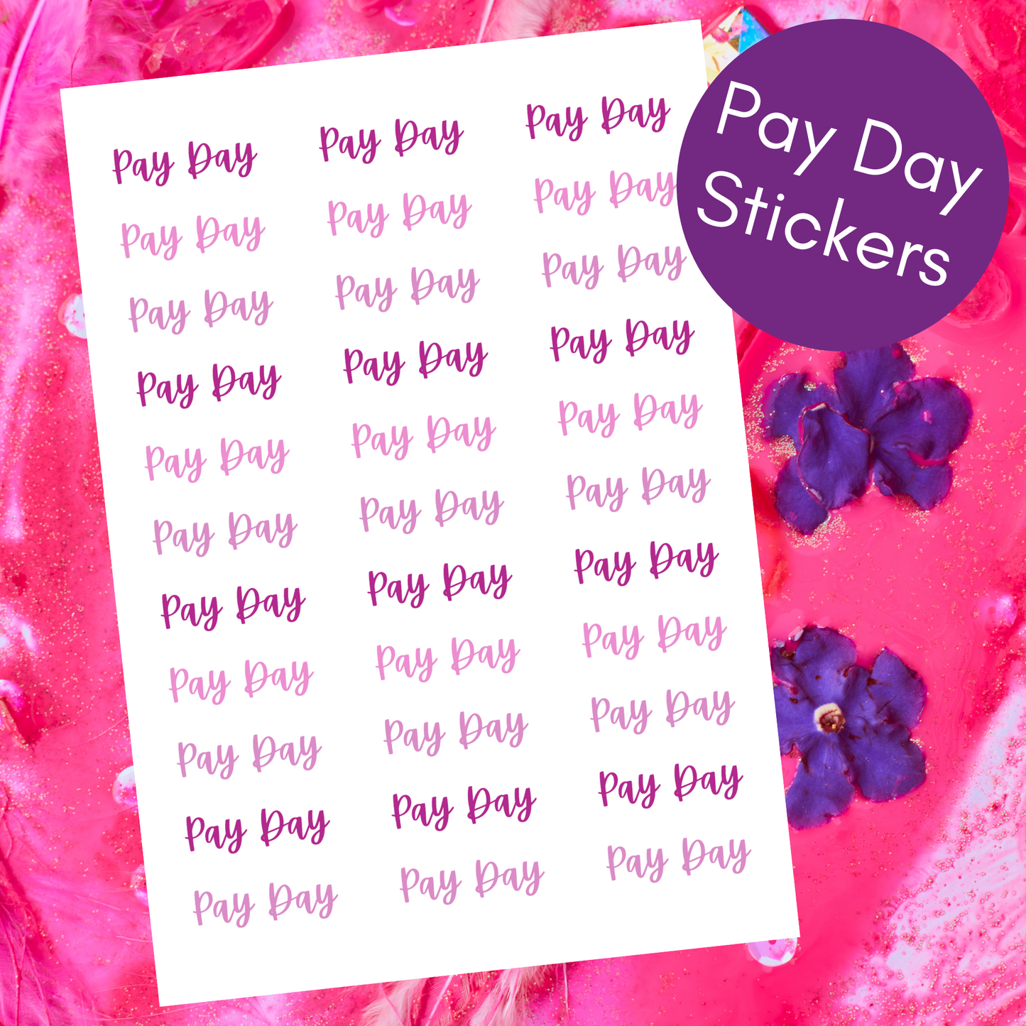 Pink Pay Day Planner Stickers