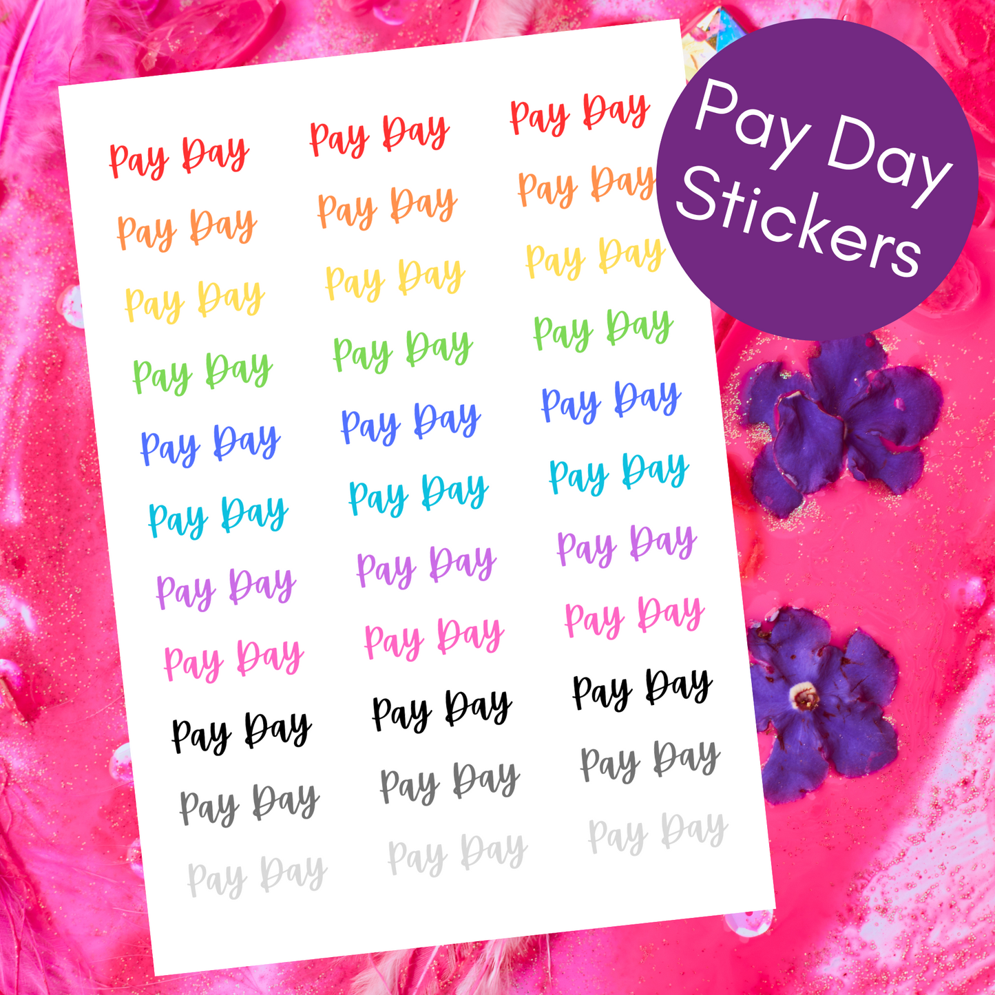 Rainbow Pay Day Planner Stickers