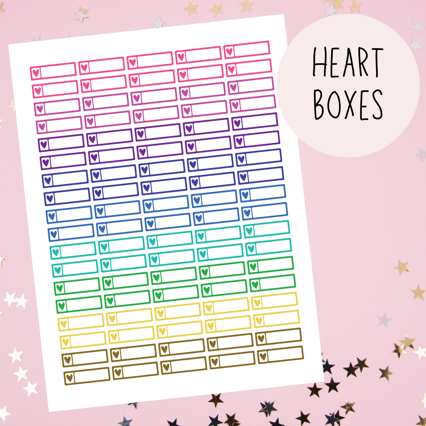 Heart Boxes Planner Stickers