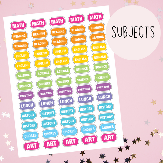 Subjects Planner Stickers