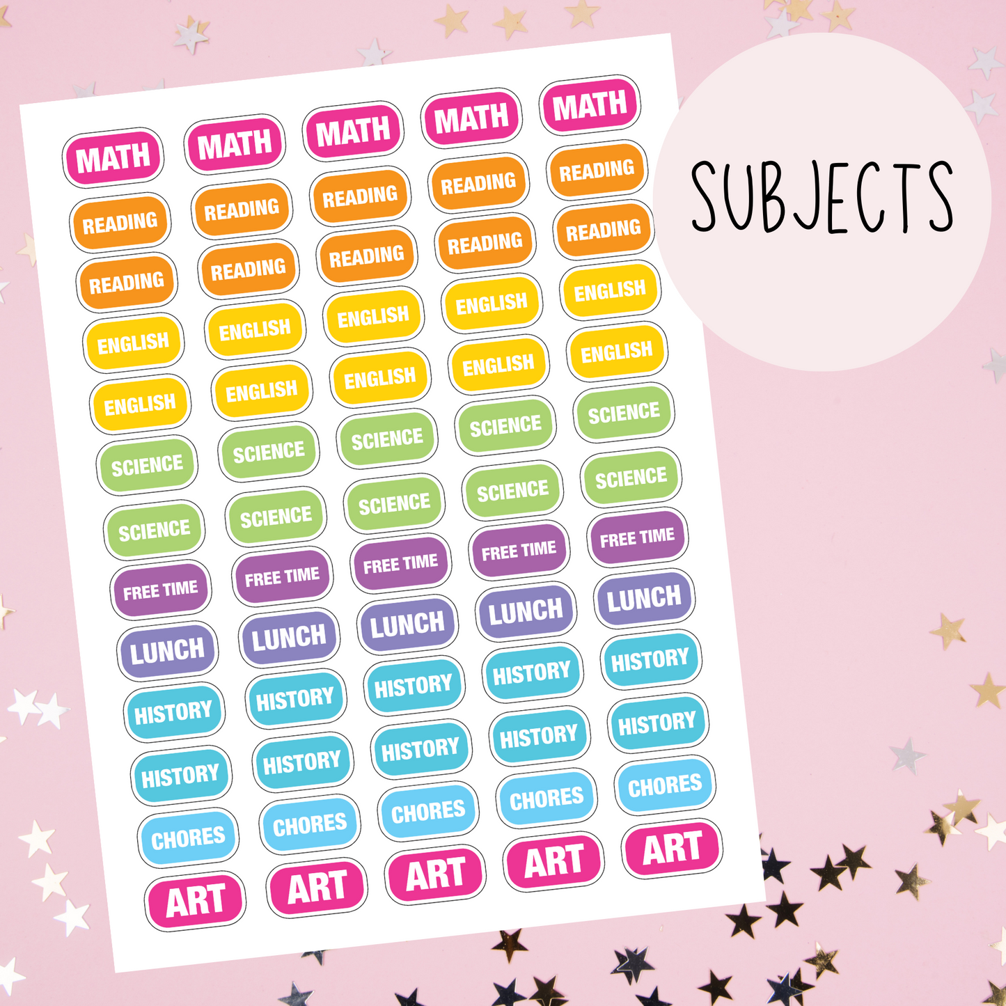 Subjects Planner Stickers