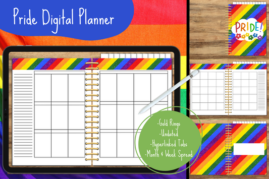 Pride Undated Digital Planner - Gold Rings