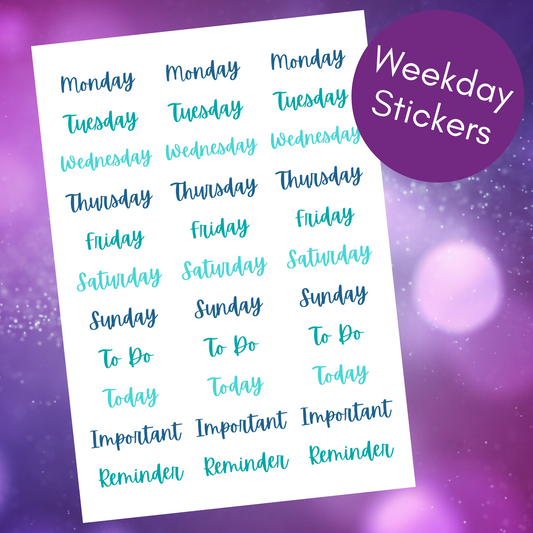 Blue Weekday Planner Stickers