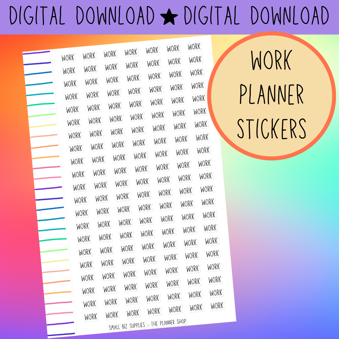 Work Planner Stickers Digital Download