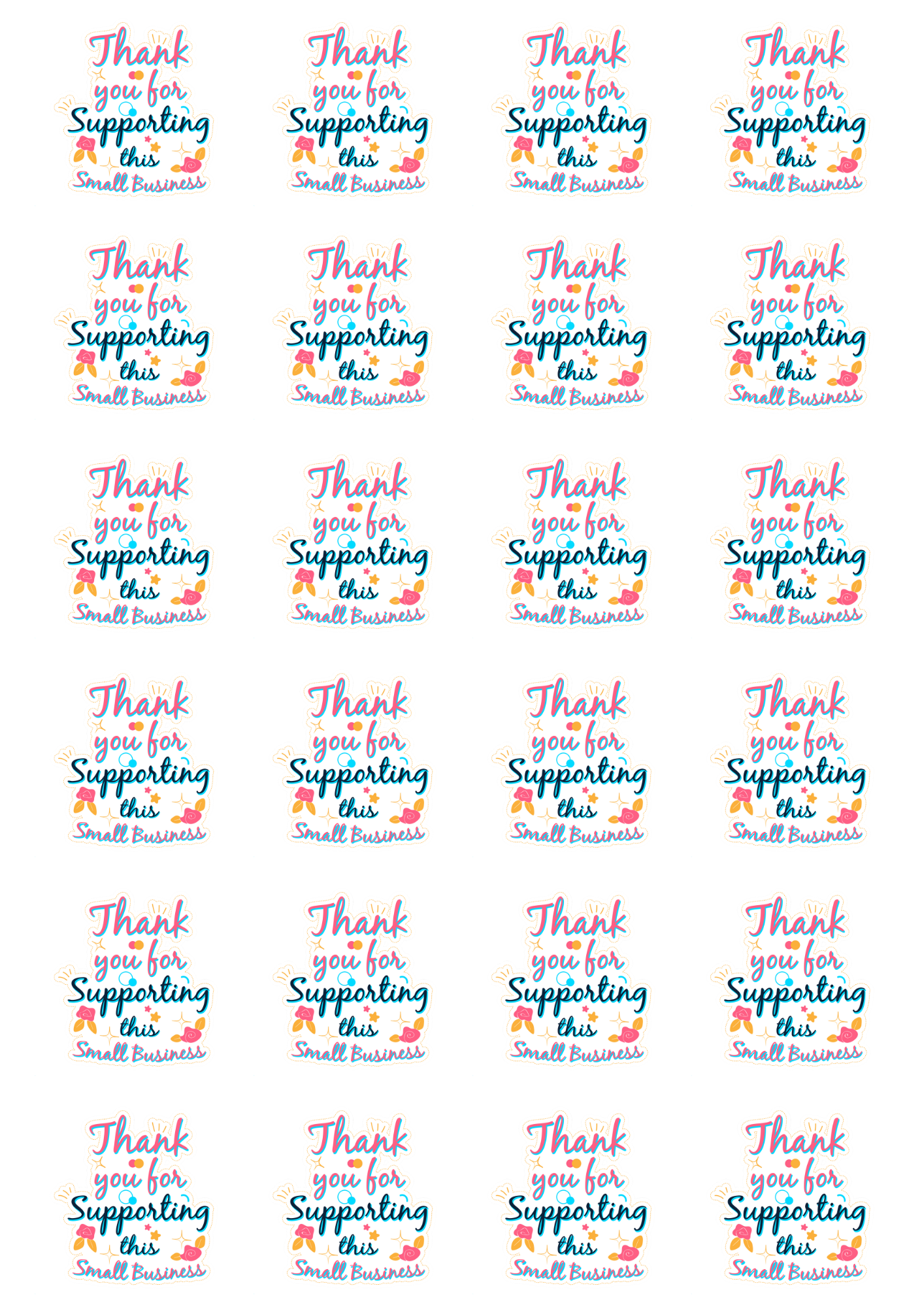 Thank You For Supporting My Small Business Stickers