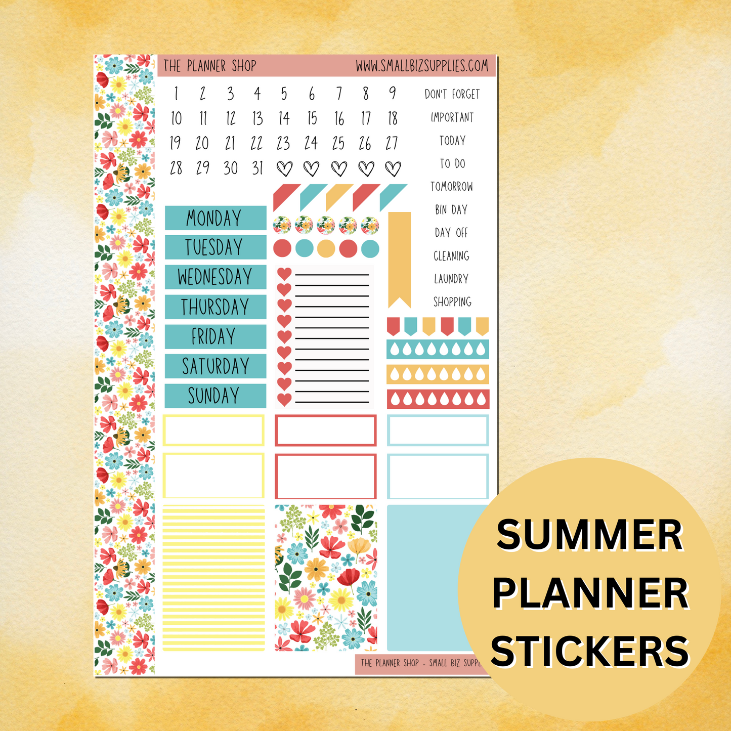 Summer Planner Sticker Sheet