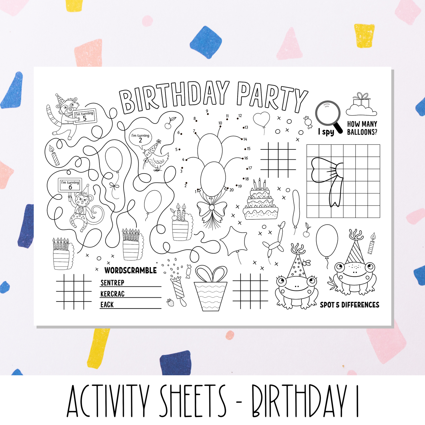 Kids Activity Sheets - Birthday 1