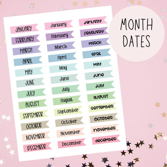 Month Dates Planner Stickers