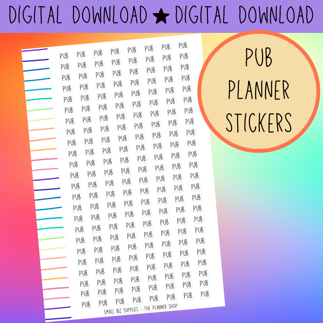 Pub Planner Stickers Digital Download