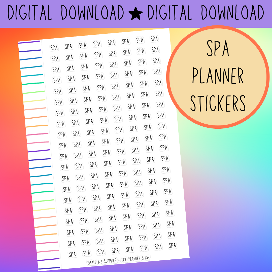 Spa Planner Stickers Digital Download