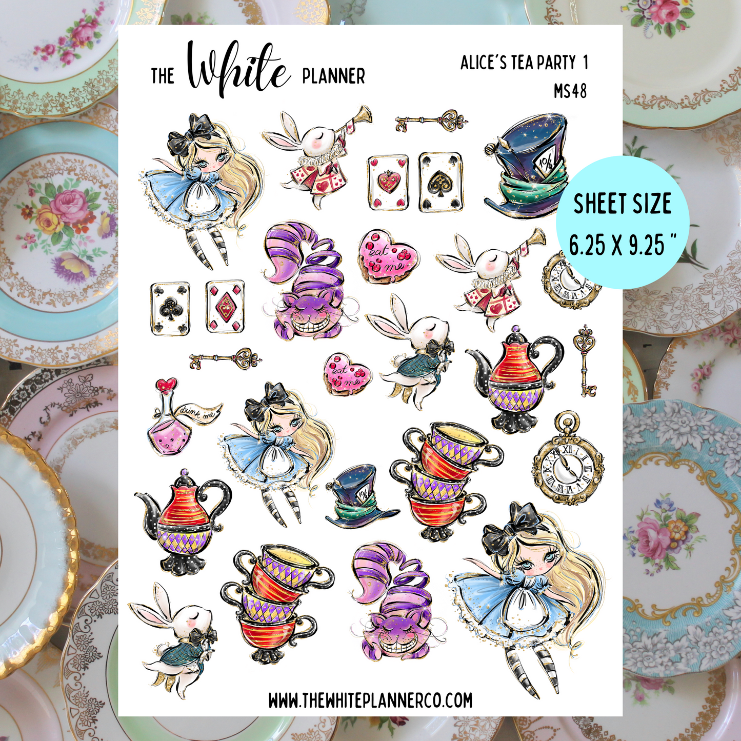 The White Planner Co - Alice's Tea Party Planner Stickers