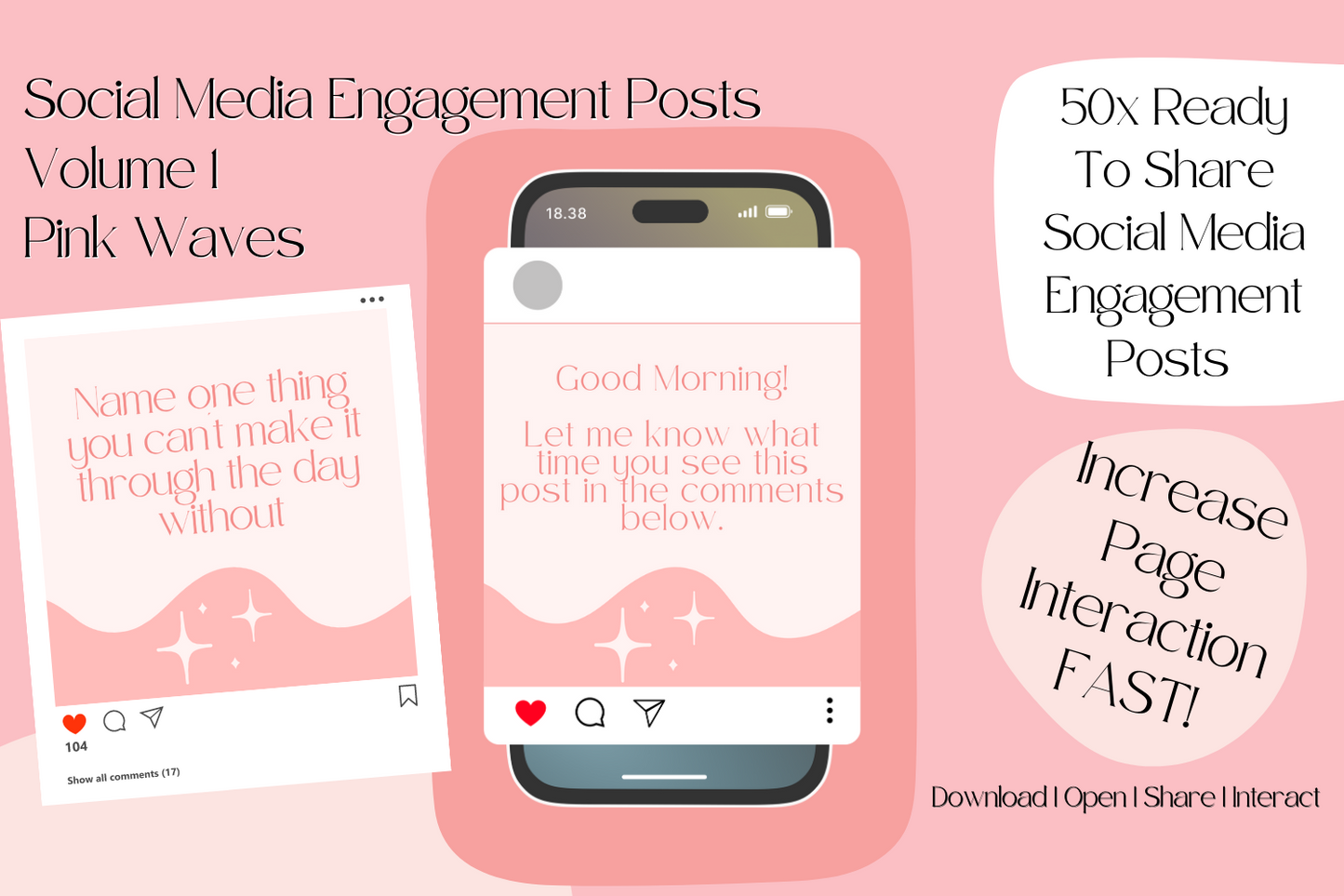 FREE Social Media Engagement Posts - Pink Waves