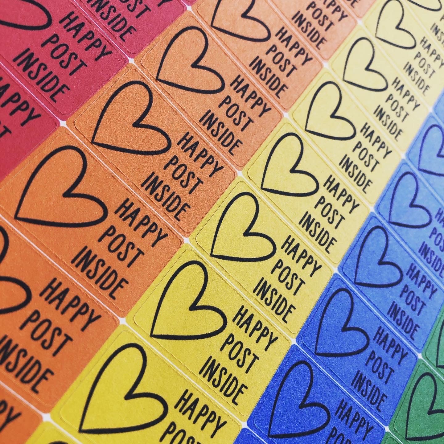 Rainbow happy post stickers - 55 per sheet