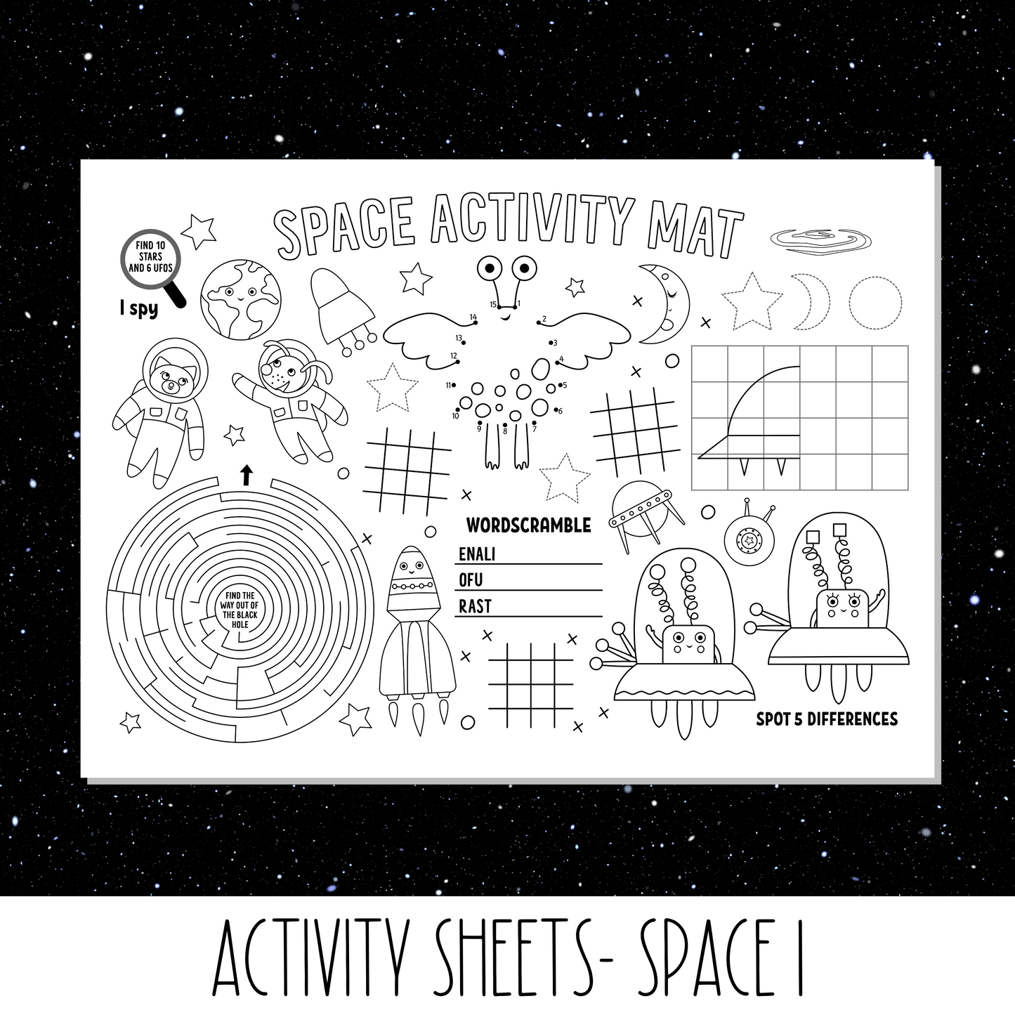 Kids Activity Sheets - Space 1
