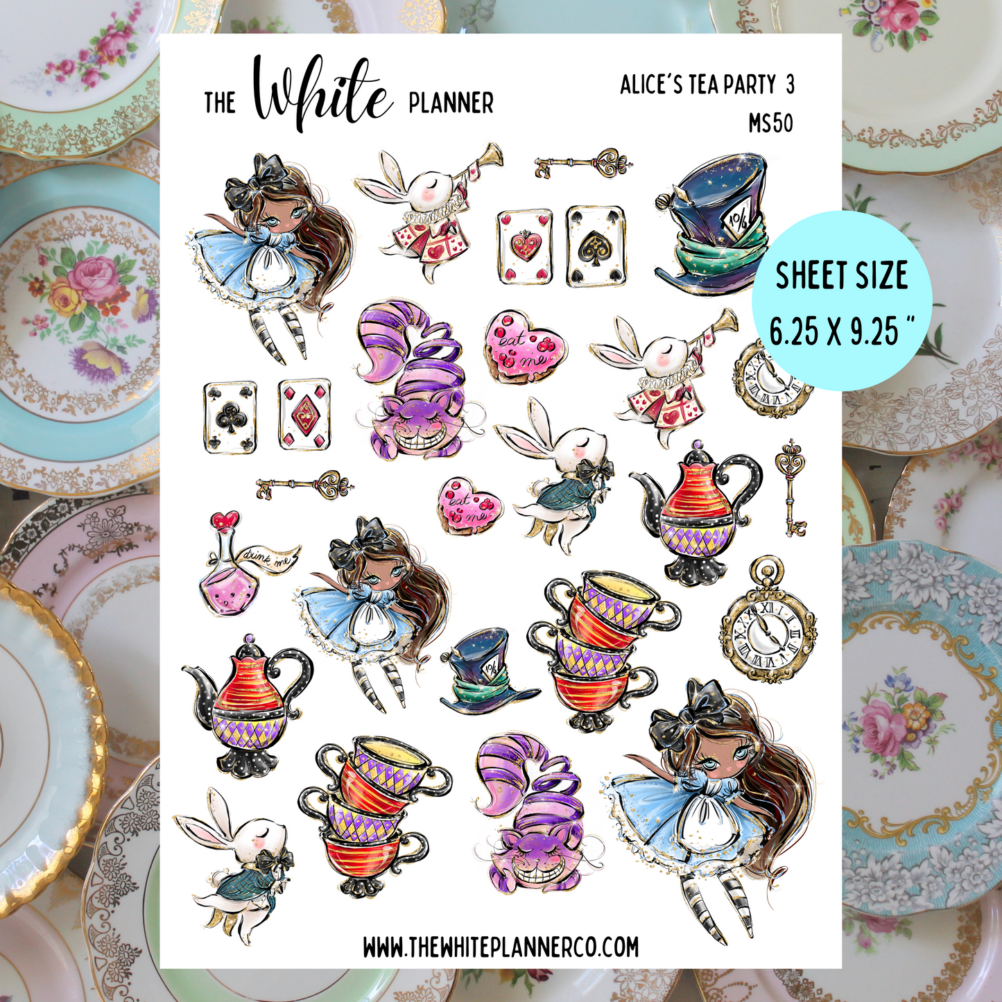 The White Planner Co - Alice's Tea Party Planner Stickers