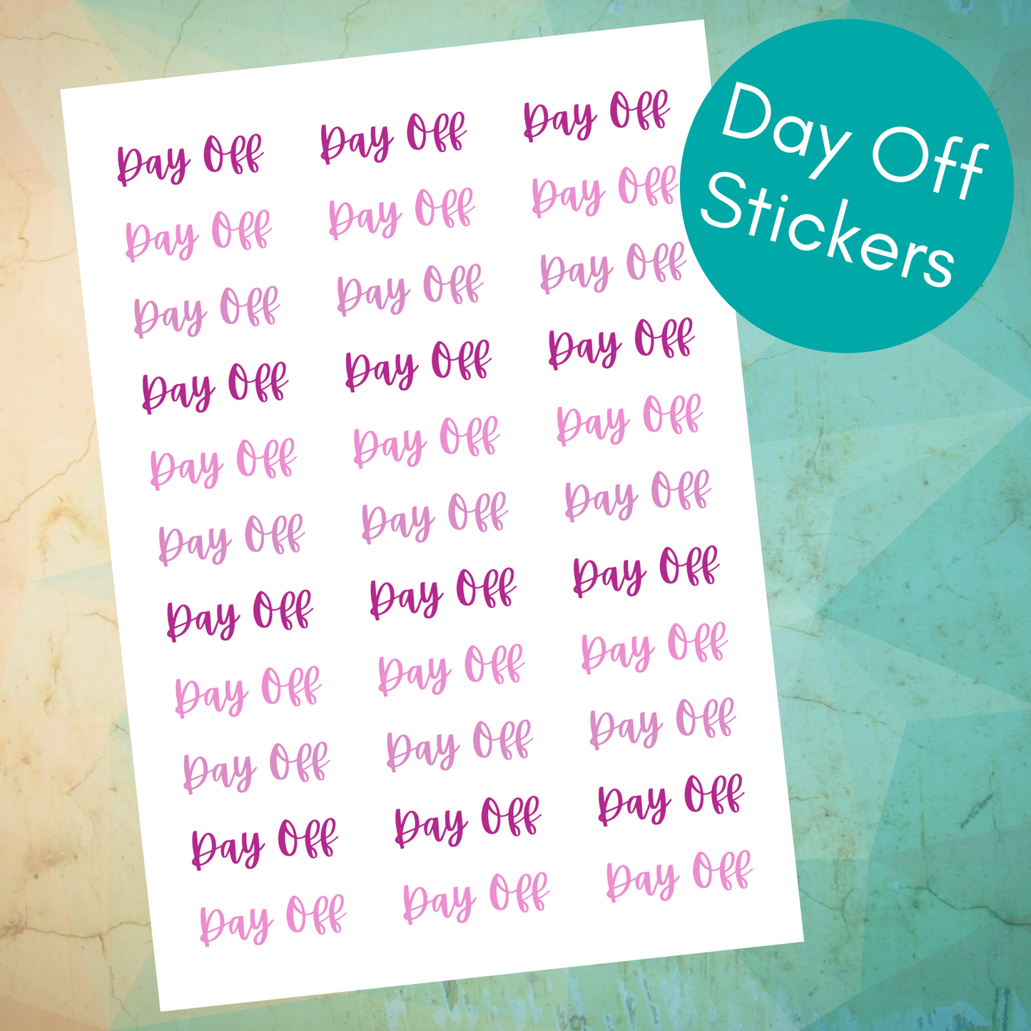 Pink Day Off Planner Stickers