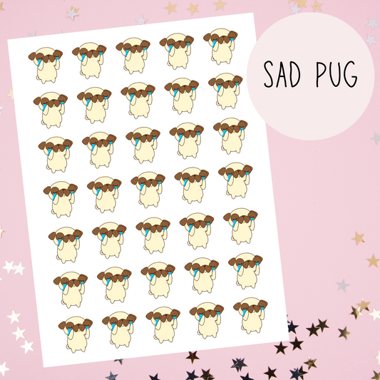Sad Pug Planner Stickers