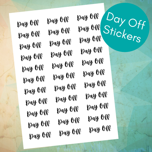 Black Day Off Planner Stickers
