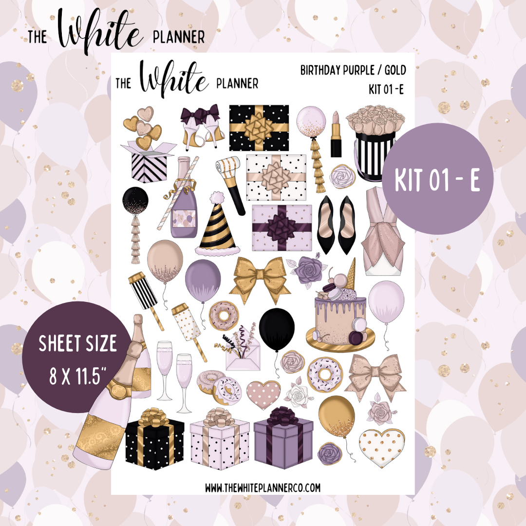 The White Planner Co - Birthday KIT - Planner Sticker Kit