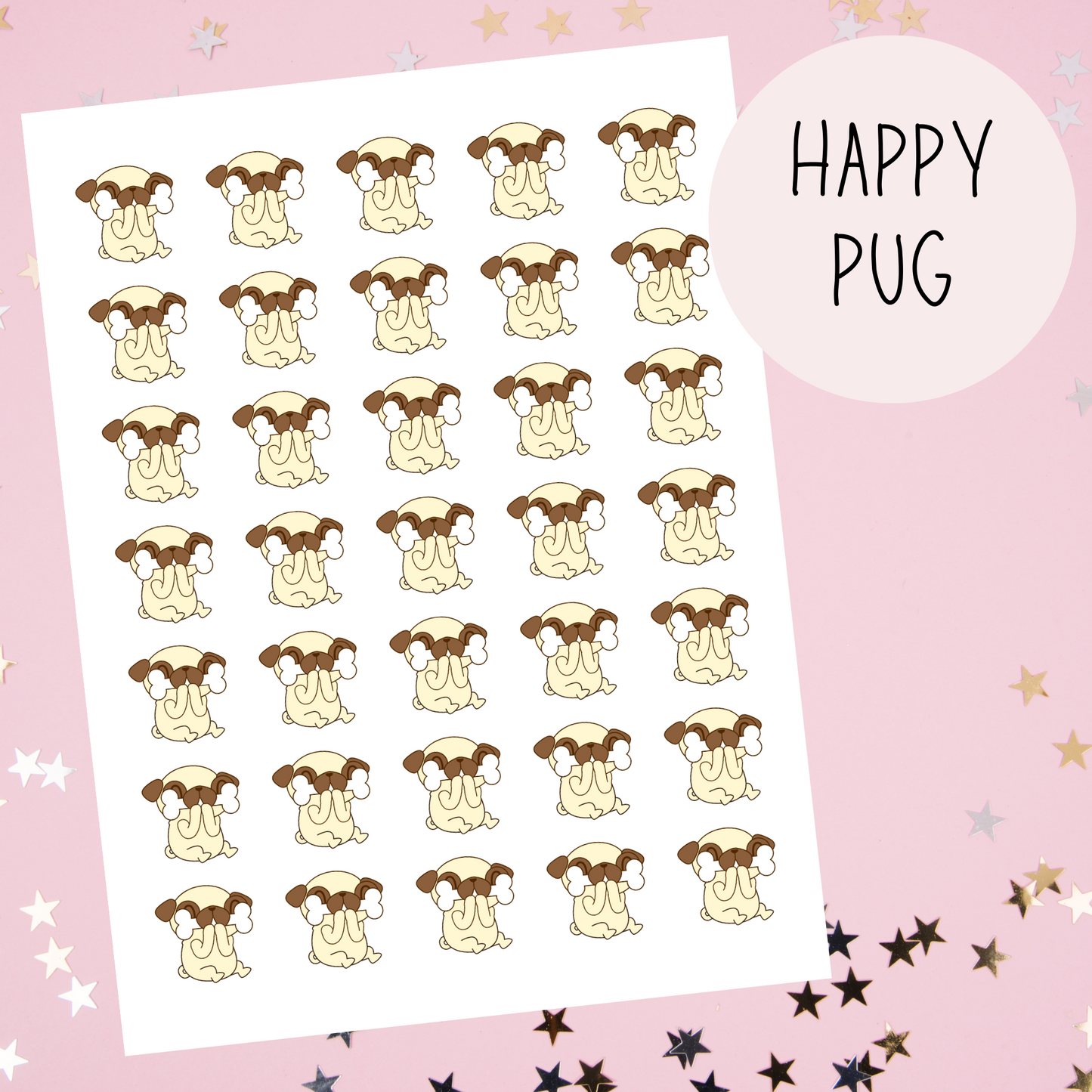 Happy Pug Planner Stickers