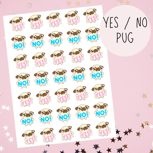 Yes / No Pug Planner Stickers