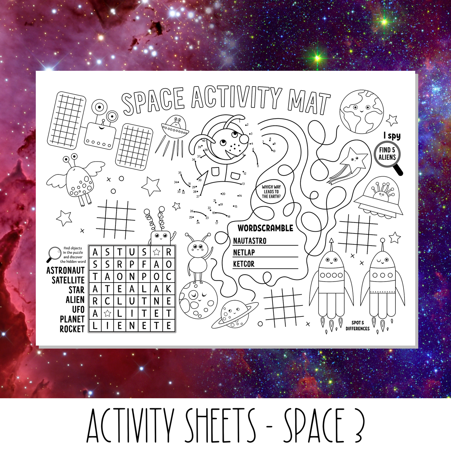 Kids Activity Sheets - Space 3