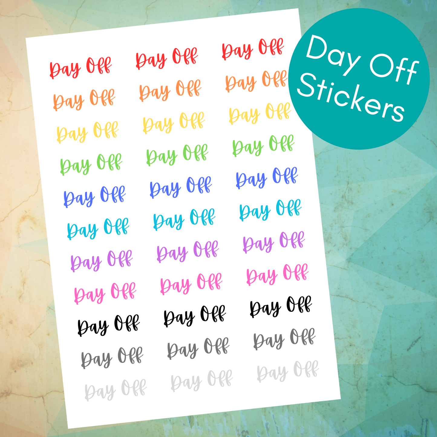 Rainbow Day Off Planner Stickers