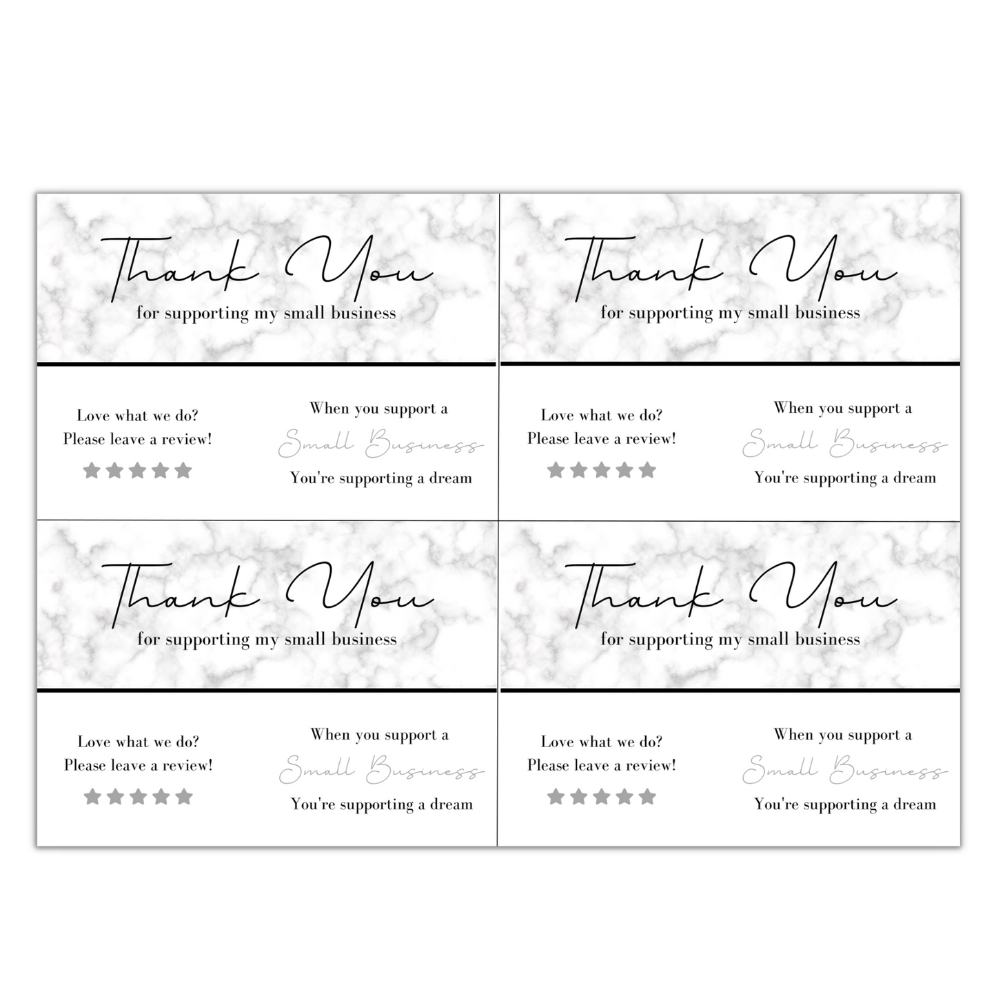 Thank You Card Sheets