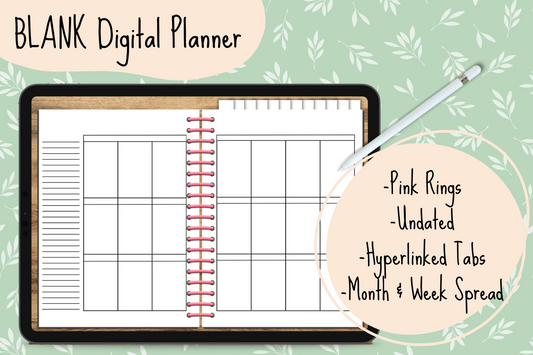 Blank Digital Planner - Pink Rings