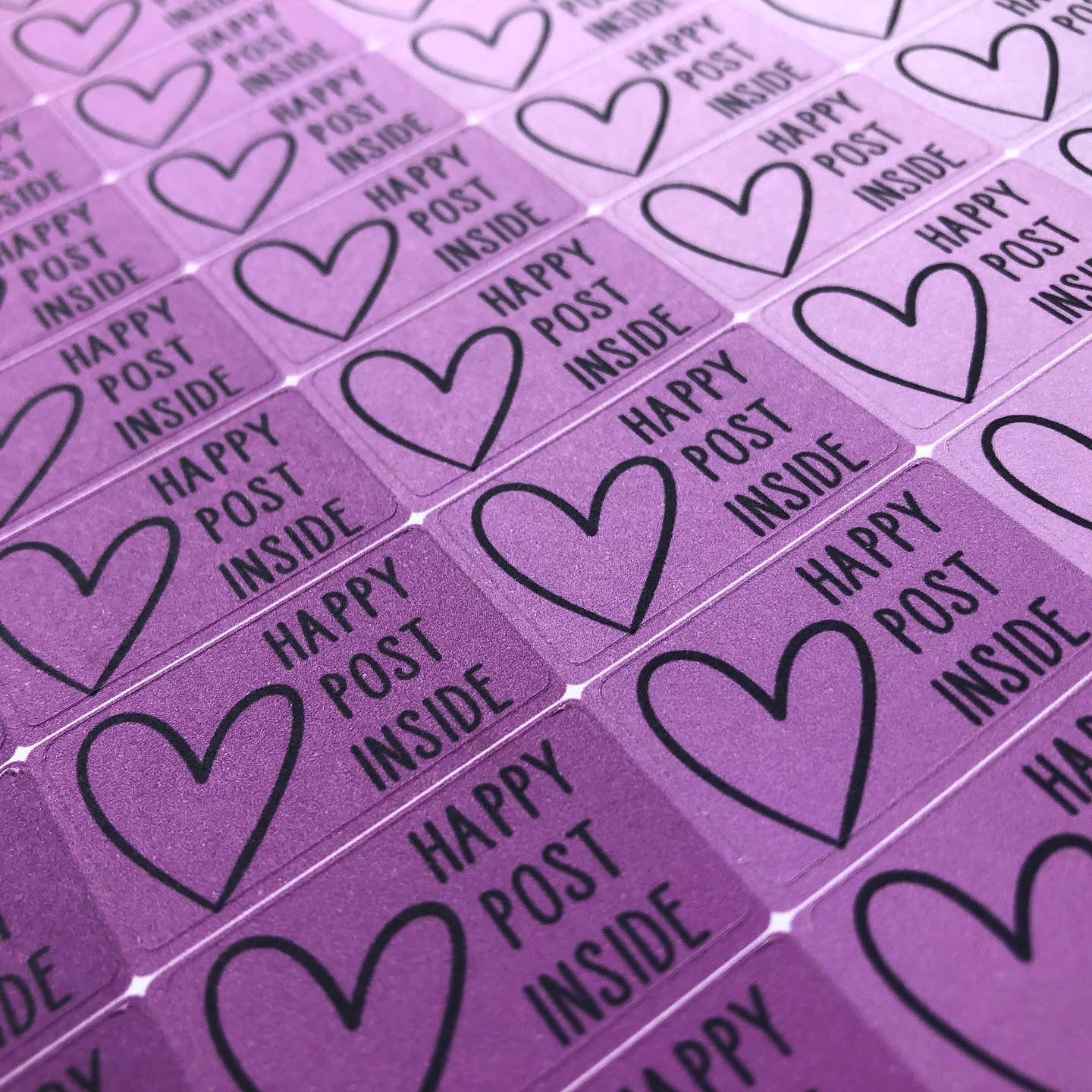 Purple happy post stickers - 55 per sheet