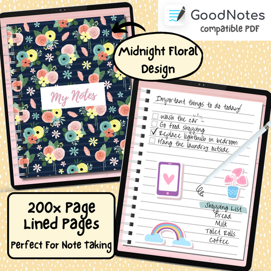 Midnight Daisy Stripe Digital Notebook