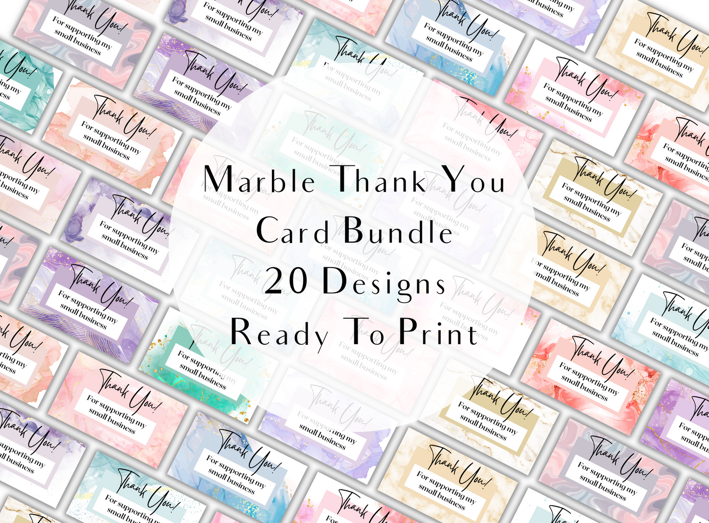 Marble Thank You Card Bundle - Digital Download