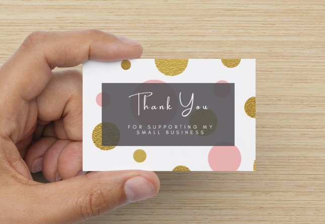 Pink / Glitter Spot - Thank you for supporting my small business cards