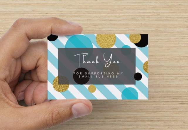 Blue / Glitter Spot - Thank you for supporting my small business cards