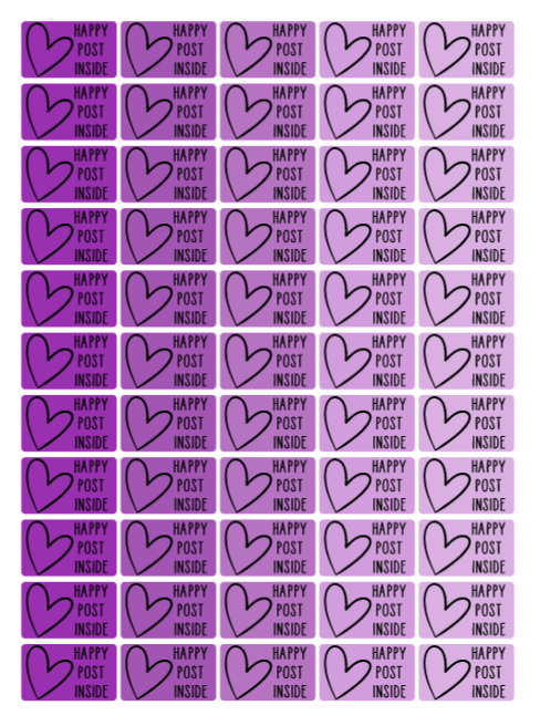 Purple happy post stickers - 55 per sheet