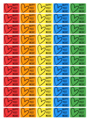 Rainbow happy post stickers - 55 per sheet