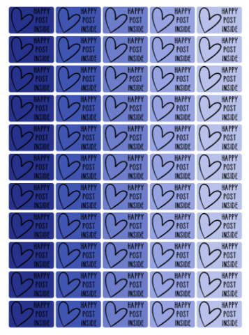 Blue happy post stickers - 55 per sheet