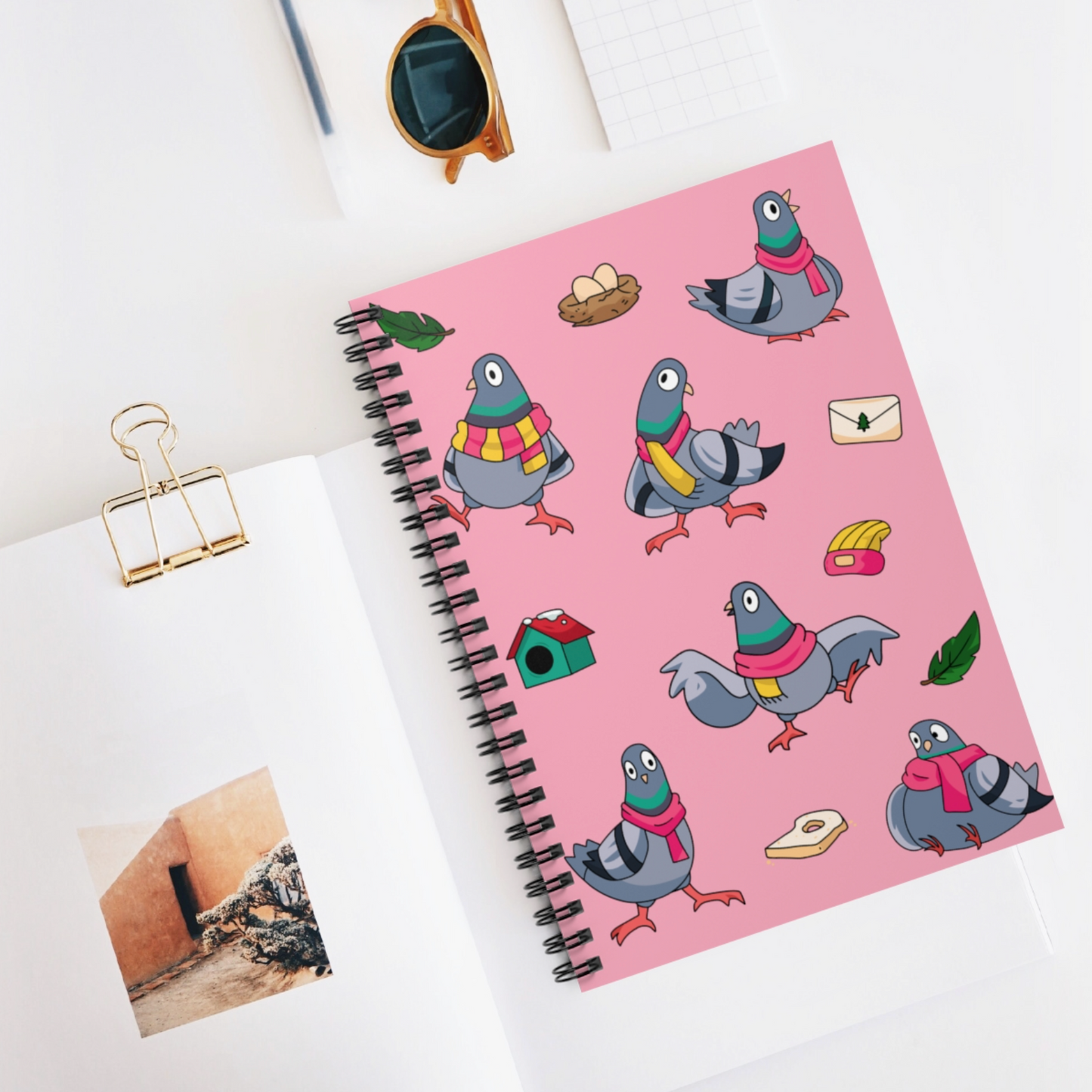 Percy Pigeon Pink - Lined Notebook