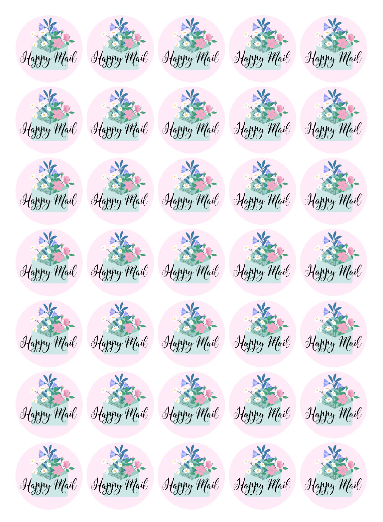 Floral Happy Mail Stickers - Happy Post