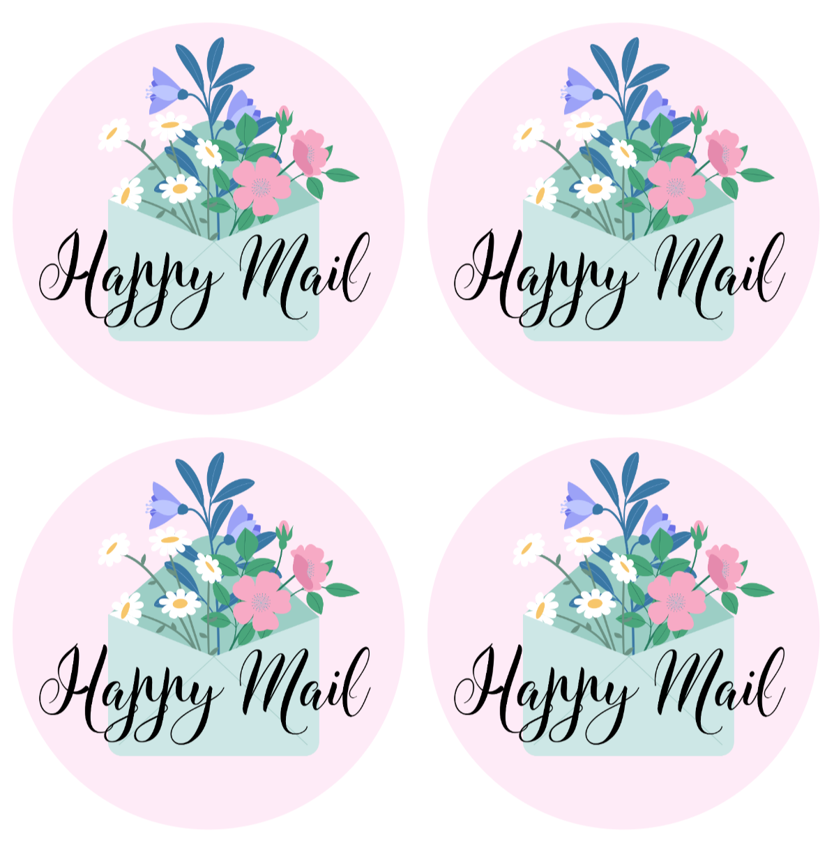 Floral Happy Mail Stickers - Happy Post