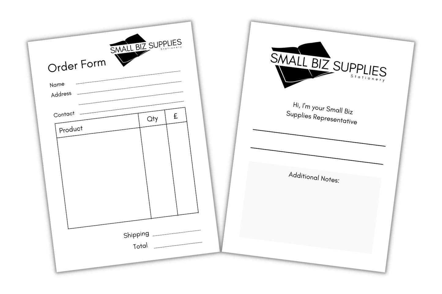 Small Biz Supplies Representatives Order Forms