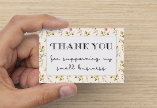 Cream Floral Thank you for supporting my small business cards